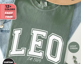 Custom Varsity Leo T-shirt, Personalized Gift, Zodiac Comfort Colors® Shirt, Astrology Leo Tee, Horoscope Gift for Her, Leo Varsity TShirt