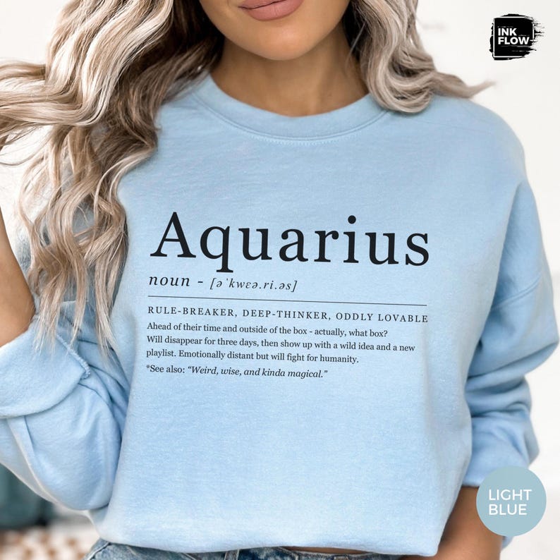 Sudadera divertida con la definición de Acuario, suéter astrológico, sudadera divertida con capucha del signo del zodiaco, horóscopo humorístico de Acuario, regalo acogedor con la definición para ella imagen 5
