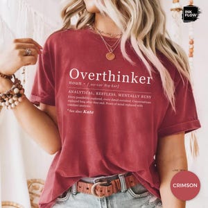 Funny Overthinker Definition Comfort Colors T-Shirt – Funny Mental Health Personalized Name Tee image 2