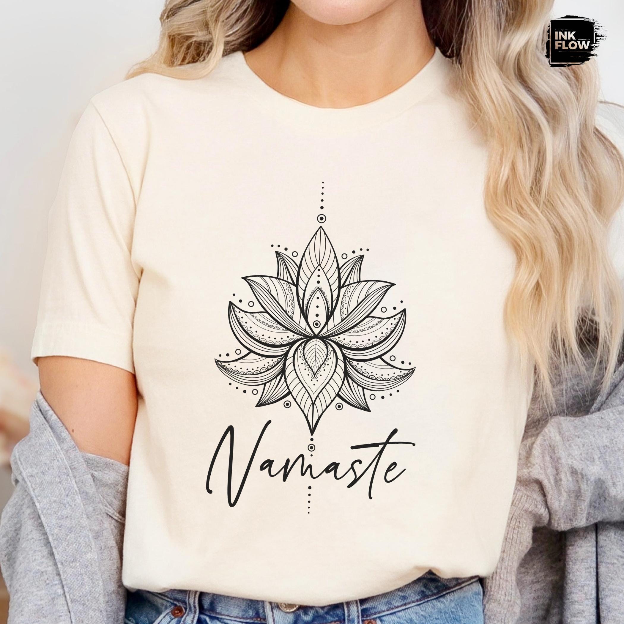 T-shirt Sérénité Fleur De Lotus - Yoga Méditation Namaste, Coton Doux Coupe Classique, Art Floral Indien