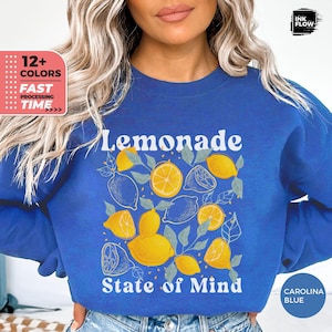 Lemonade State of Mind Floral Sweatshirt, Lemon Hoodie, Cozy Nature Pullover, Cute Fruit Inspired Sweater, Summer Gift for Her, Lemons Lover