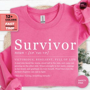 Survivor Definition Sweatshirt, Brustkrebs Sweatshirt für Frauen, Cancer Awareness Month, Überlebend Kämpfer Geschenk, positiver Support Hoodie