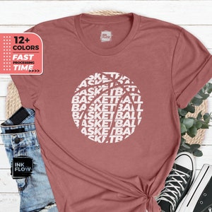 Camiseta con letras de baloncesto, camiseta con cita positiva, regalos para amantes del deporte, camiseta de la era del baloncesto, mamá del baloncesto, regalo inspirador para ella y para él
