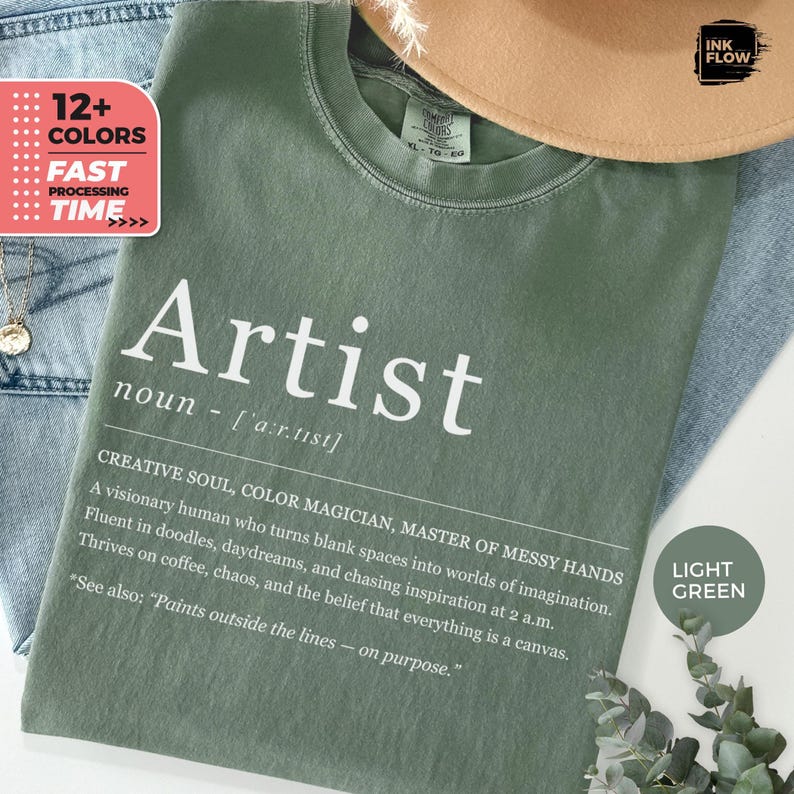 Funny Definition Artist T-Shirt, Creative Soul TShirt, Painter Gift Idea, 100% Cotton S-3XL Comfort Colors® Shirt, Artist Graphic T-Shirt image 1