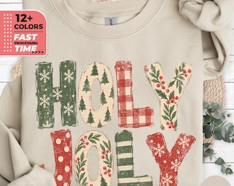 Sweat-shirt Holly Jolly – Pull de Noël rétro, sweat à capuche festif, haut de Noël vintage