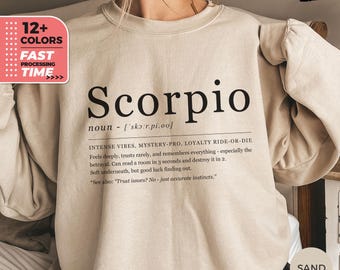 Sudadera divertida con la definición de Escorpio, suéter astrológico, sudadera divertida con capucha del signo del zodiaco, horóscopo humorístico de Escorpio, regalo para ella, acogedor y divertido Escorpio