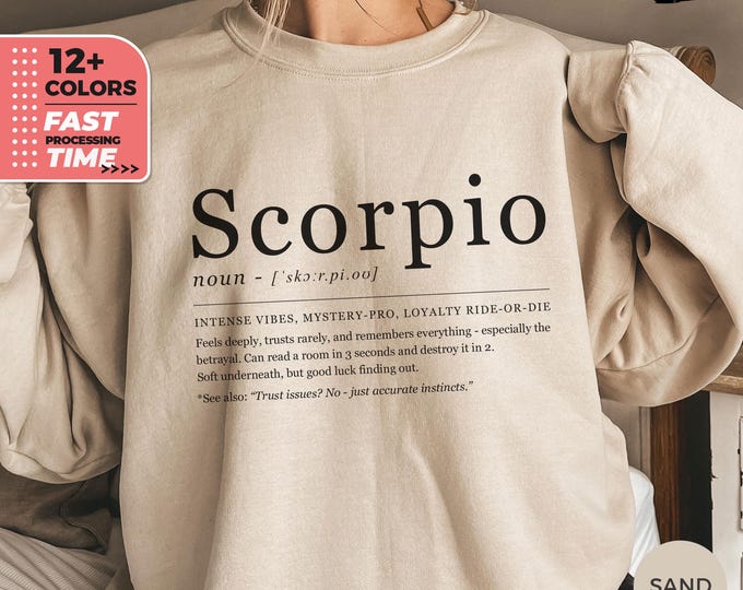 Funny Scorpio Definition Sweatshirt, Astrology Sweater, Fun Zodiac Sign Hoodie, Scorpio Humor Horoscope, Gift for Her, Cozy Funny Scorpio