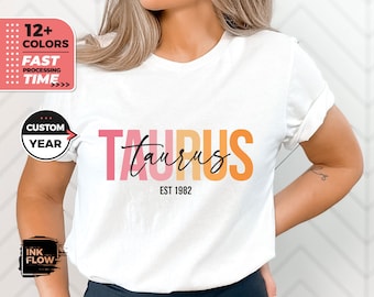 Custom Taurus T-Shirt, Birthday T-Shirt, Custom T-Shirt, April May Birthday Shirt, Astrology Shirt Taurus, Taurus Astrology Gift, Crewneck
