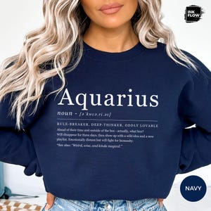 Sudadera divertida con la definición de Acuario, suéter astrológico, sudadera divertida con capucha del signo del zodiaco, horóscopo humorístico de Acuario, regalo acogedor con la definición para ella imagen 3