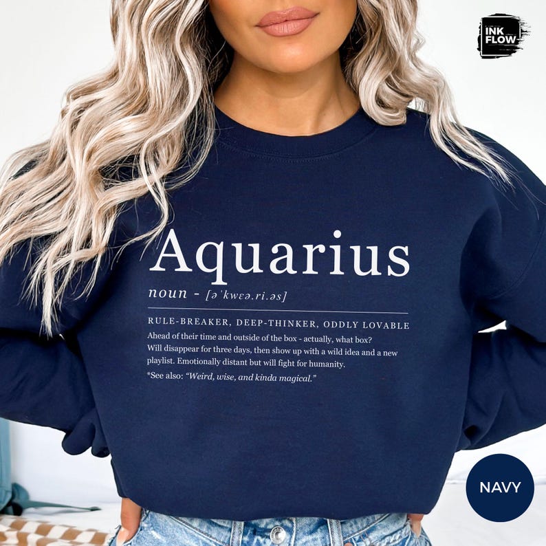 Sudadera divertida con la definición de Acuario, suéter astrológico, sudadera divertida con capucha del signo del zodiaco, horóscopo humorístico de Acuario, regalo acogedor con la definición para ella imagen 3