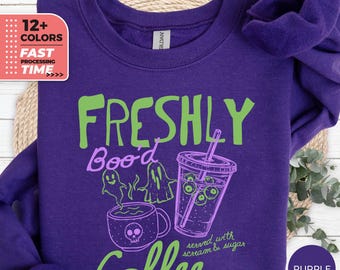 Freshly Boo'd Coffee Sweatshirt – Cute Halloween Coffee Ghost Sweater