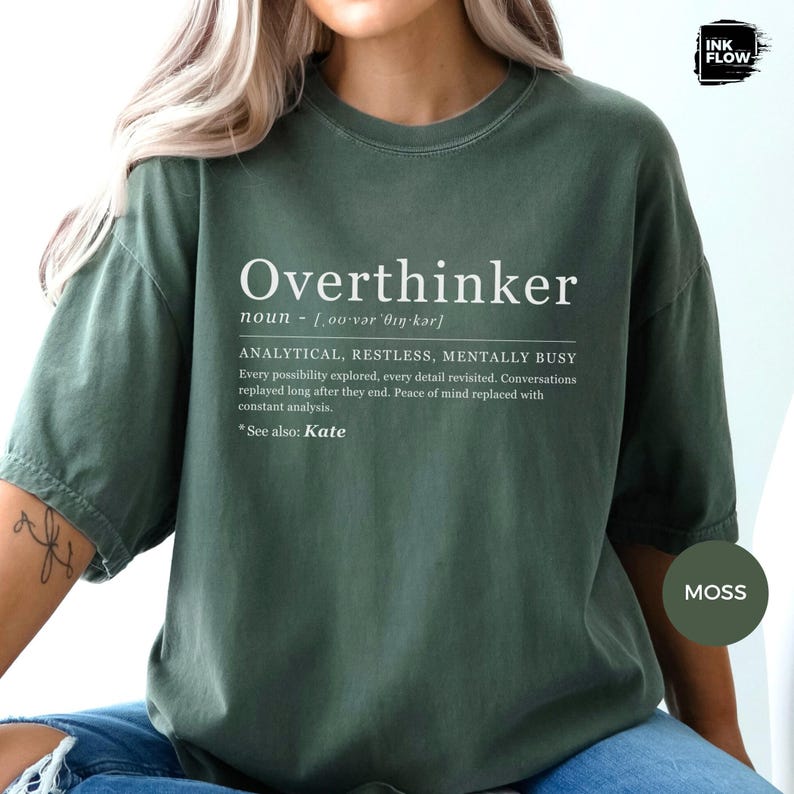 Funny Overthinker Definition Comfort Colors T-Shirt – Funny Mental Health Personalized Name Tee image 12