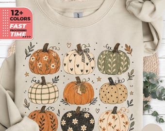 Felpa Boho con zucca – Maglione autunnale, Felpa con cappuccio a tema zucca, Top per il Giorno del Ringraziamento