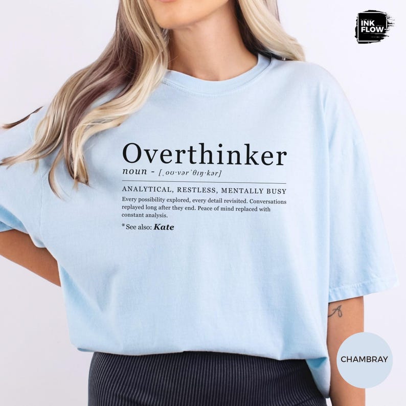 Funny Overthinker Definition Comfort Colors T-Shirt – Funny Mental Health Personalized Name Tee image 8