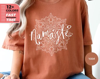 Mandala Comfort Colors® T-Shirt, Namaste Mandala Shirt, Yoga and Meditation TShirt, Religious Gift for Women, Spiritual Yoga Gift for Her