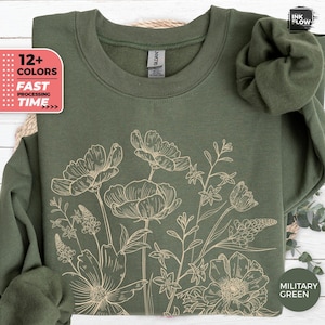 Vintage Pressed Flowers Sweatshirt, Boho Cottagecore Sweater, Botanical Wildflowers Gift, Nature Lover Hoodie, Nature Sweatshirt, Floral Top