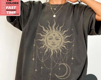 Celestial Sun Moon Comfort Colors T-Shirt – Vintage Boho Mystic Graphic Tee