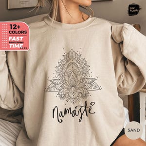 Namaste Lotus Flower Sweatshirt for Women, Maditation Hoodie, Yoga Sweatshirt, Mandala Sweater, Lotus Flower Gift, Namaste Quote Sweatshirt