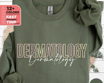 Felpa dermatologica, maglione colorato Derm, regalo di apprezzamento per dermatologo, felpa con cappuccio Derm Crew, professionisti della cura della pelle, regalo per lei
