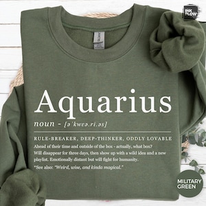 Sudadera divertida con la definición de Acuario, suéter astrológico, sudadera divertida con capucha del signo del zodiaco, horóscopo humorístico de Acuario, regalo acogedor con la definición para ella imagen 4