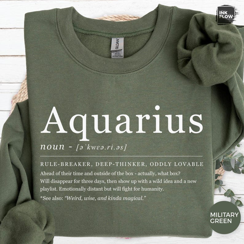 Sudadera divertida con la definición de Acuario, suéter astrológico, sudadera divertida con capucha del signo del zodiaco, horóscopo humorístico de Acuario, regalo acogedor con la definición para ella imagen 4