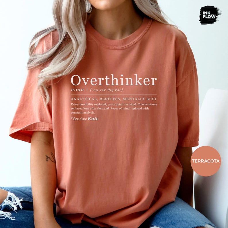 Funny Overthinker Definition Comfort Colors T-Shirt – Funny Mental Health Personalized Name Tee image 5