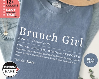 Maglietta personalizzata Brunch Girl Comfort Colors – Maglietta per amanti del brunch, maglietta da ragazza Mimosa, regalo con nome personalizzato