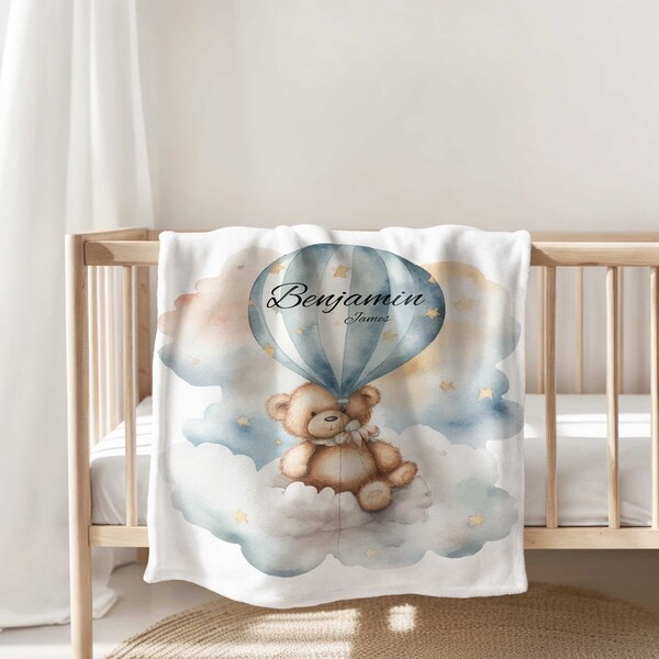 Personalized Teddy Bear Baby Blanket, Personalized Baby Blanket Gift, Toddler Blanket, Teddy bear nursery theme, Custom baby shower gift