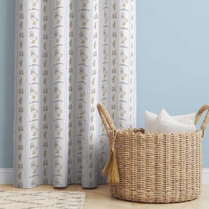 Silly Goose Nursery Curtains: Blue Stripe, Gender Neutral