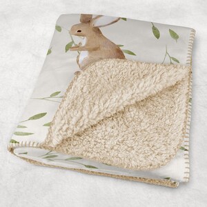 Personalized Bunny Baby Blanket: Velveteen Rabbit Nursery Decor Sherpa - Beige