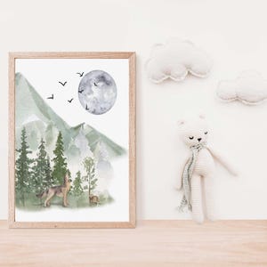 Woodland Nursery Prints: Green Mountain Animal Art, Set of 3 image 10
