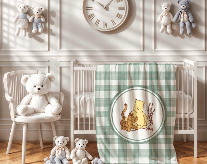 Winnie the Pooh and Tigger Baby Blanket | Winnie the Pooh Bear Nursery Theme | Gender Neutral Baby Blanket | 100-acre wood nursery blanket
