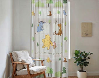 Sears Perma-prest 子供部屋カーテン 動物 ヴィンテージ くまのプーさん 子供部屋カーテン：部屋を暗くする子供部屋の装飾