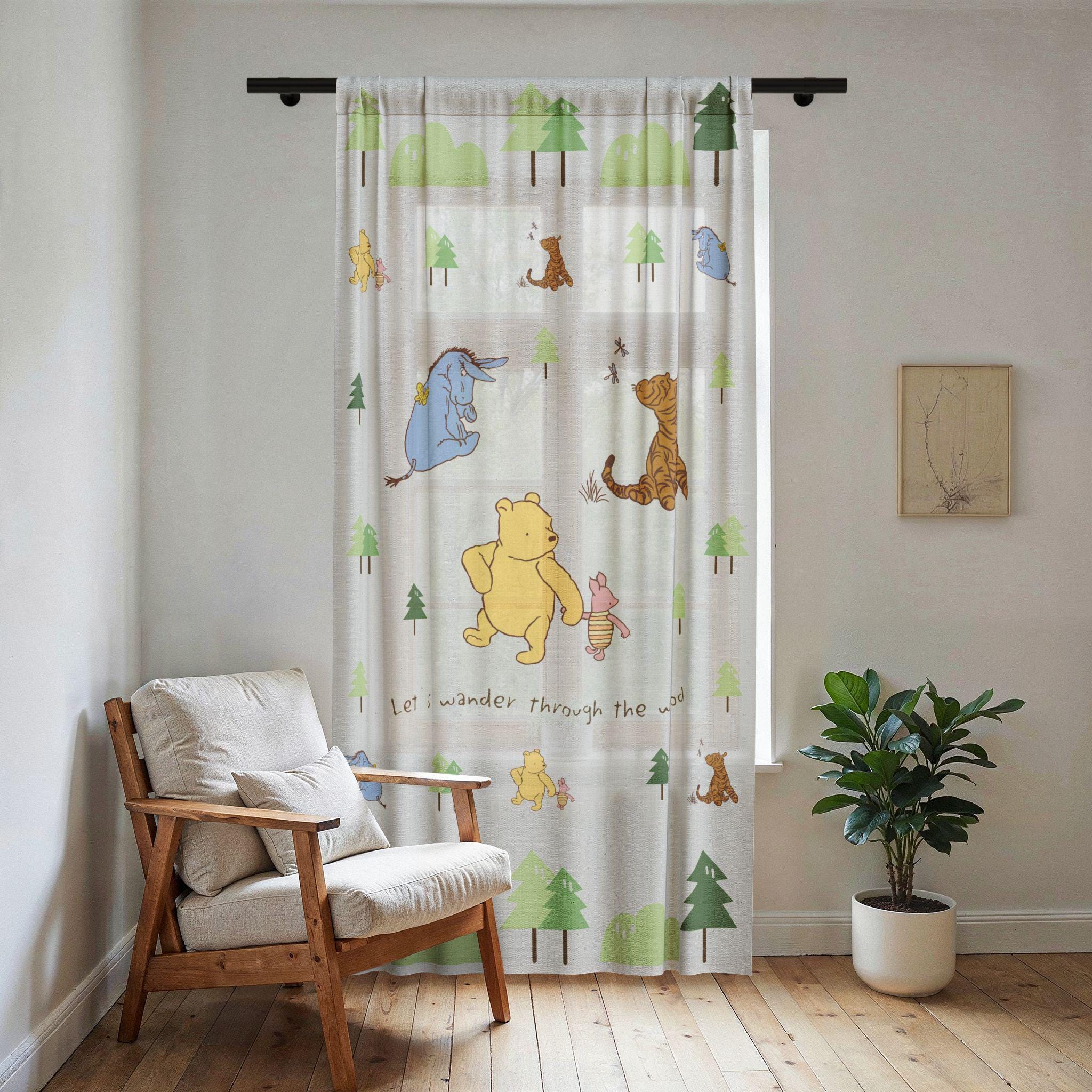 Sears Perma-prest 子供部屋カーテン 動物 ヴィンテージ くまのプーさん 子供部屋カーテン：部屋を暗くする子供部屋の装飾