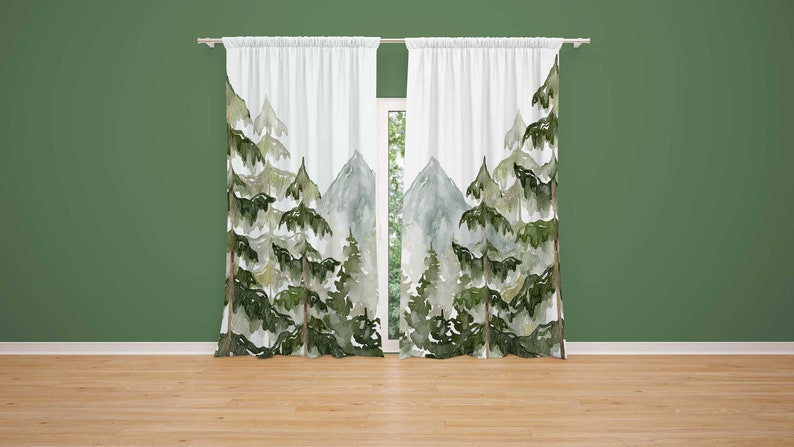 Mountain Forest Nursery Window Curtains