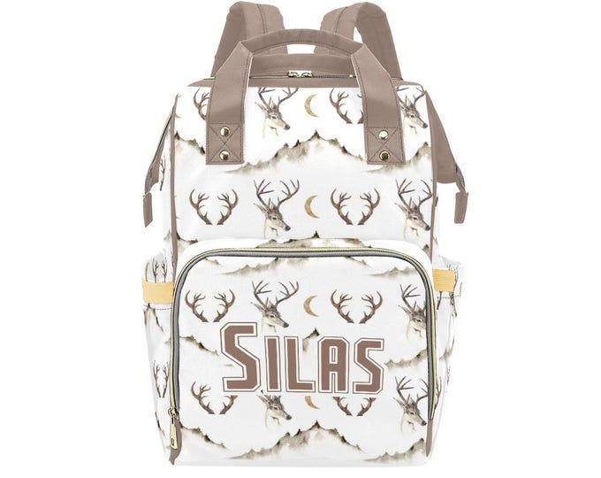 Deer Backpack Diaper Bag | Hunting Diaper Bag | Boy Diaper Bag | Baby Shower Gift | Brown Mountain Baby Accessory | Personalized Diaper Bag