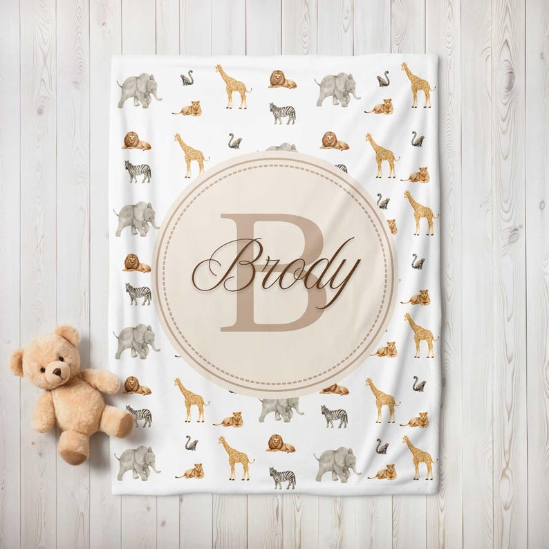 Personalized Safari Animals Baby Blanket: Plush Crib Blanket - Etsy