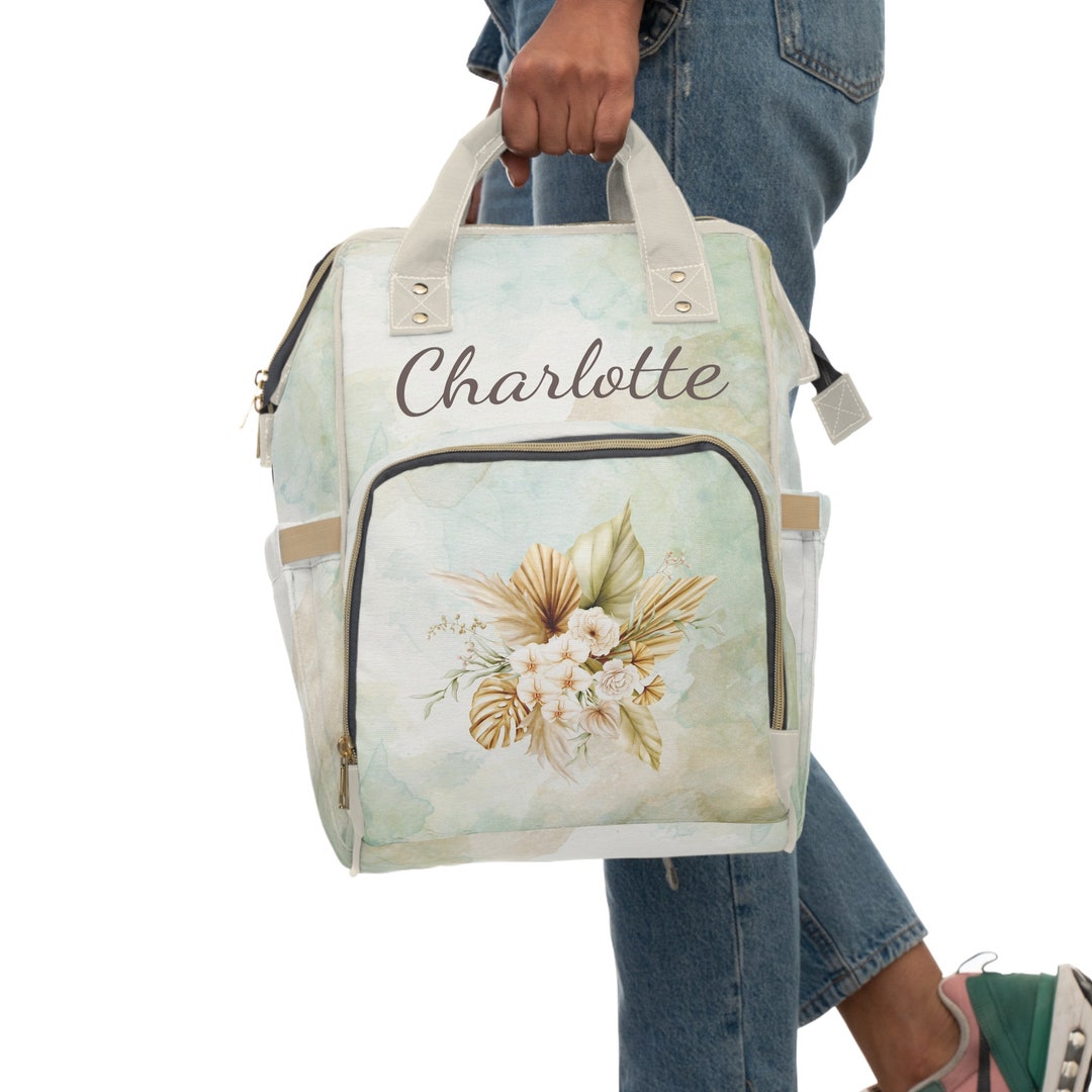 Floral Bounty Purple Multi-Function Diaper Backpack/Diaper Bag