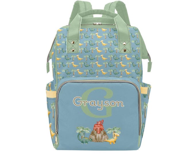 Personalized Dinosaur Diaper Backpack, Baby Boy Shower Gift
