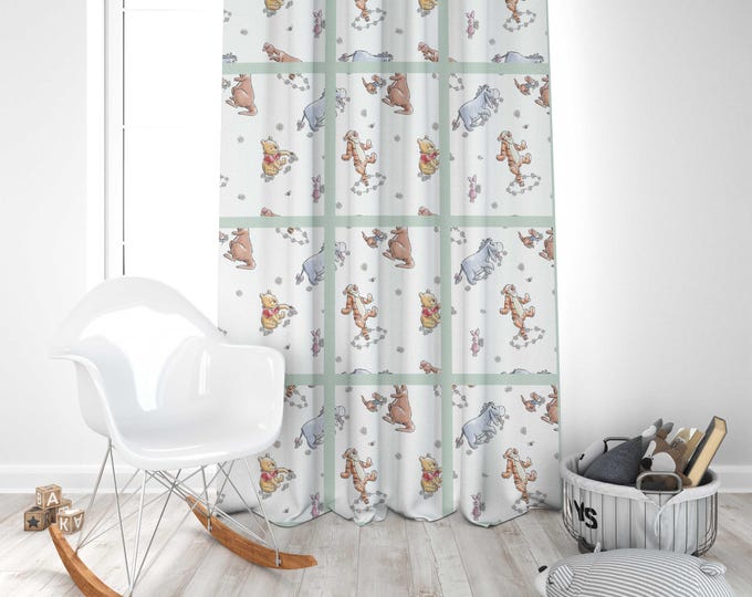 Winnie the Pooh Bear Nursery Curtains | Winnie the Pooh Nursery Decor | Kids Bedroom Curtains | Room Darkening Curtains | Nursery Curtains