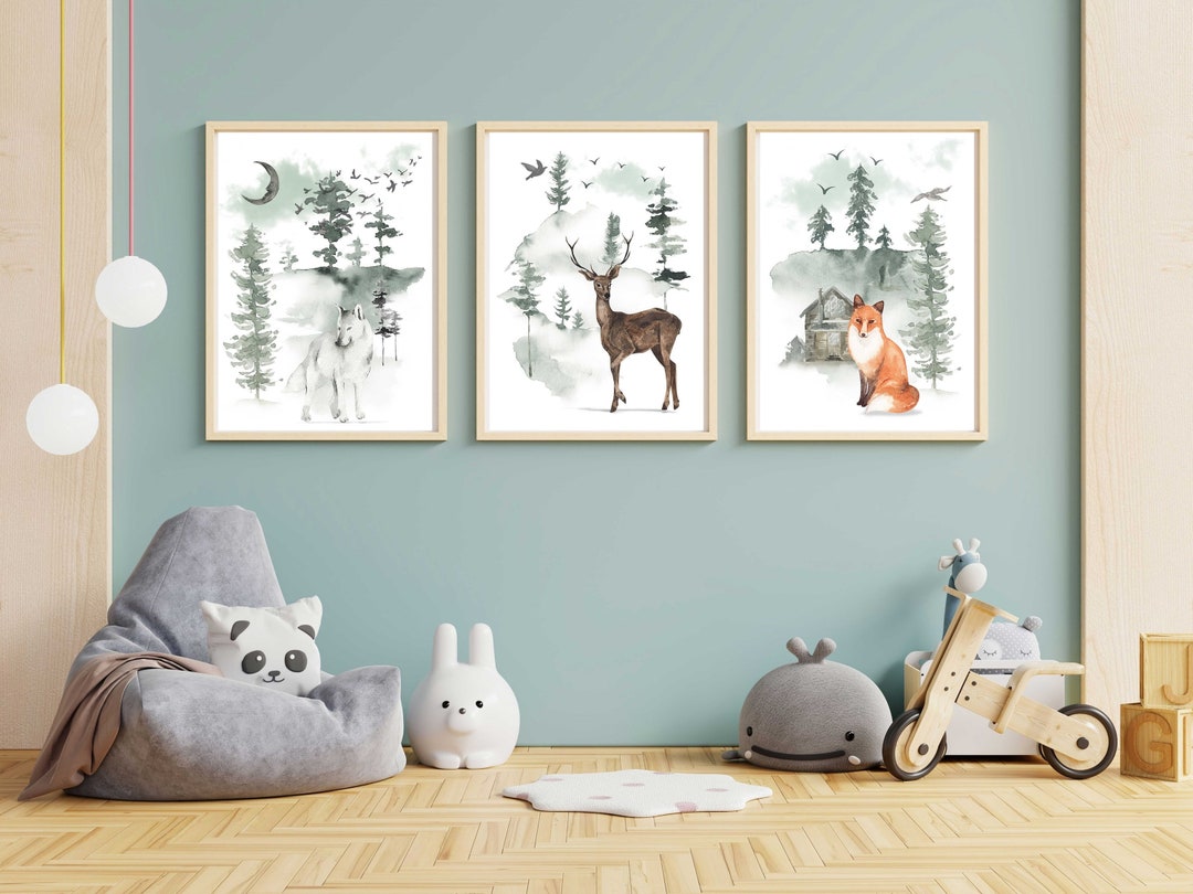 Woodland Animal Nursery Wall Decor Forest Animals Nursery - Etsy