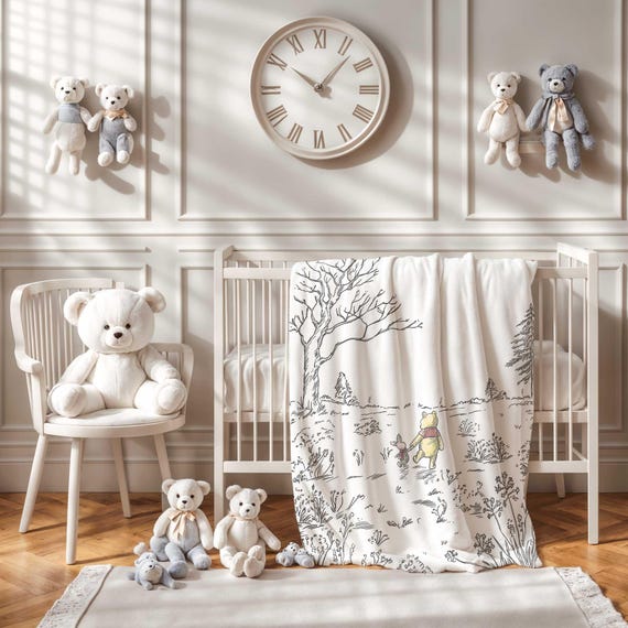 サンキューセンター専用 くまのプーさん ベビーブランケット：ベルベット素材の男女兼用ベビー