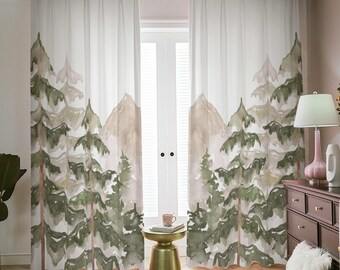 Brown Mountain Nursery Curtains: Forest Room-Darkening Window Drapes