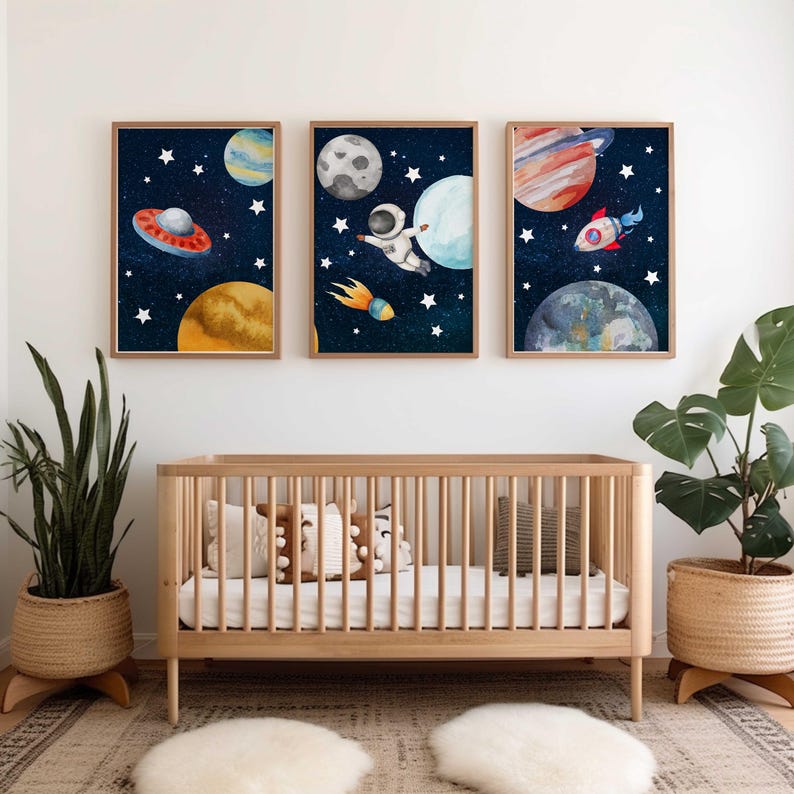 Space Nursery Prints: Galaxy Wall Art, Set of 3 - Etsy