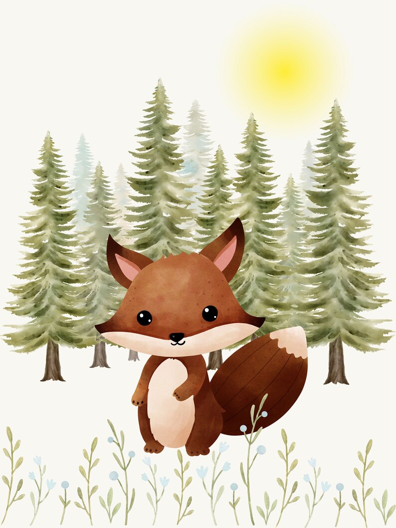 Woodland Nursery Wall Art Animal Nursery Decor Forest Animal Nursery