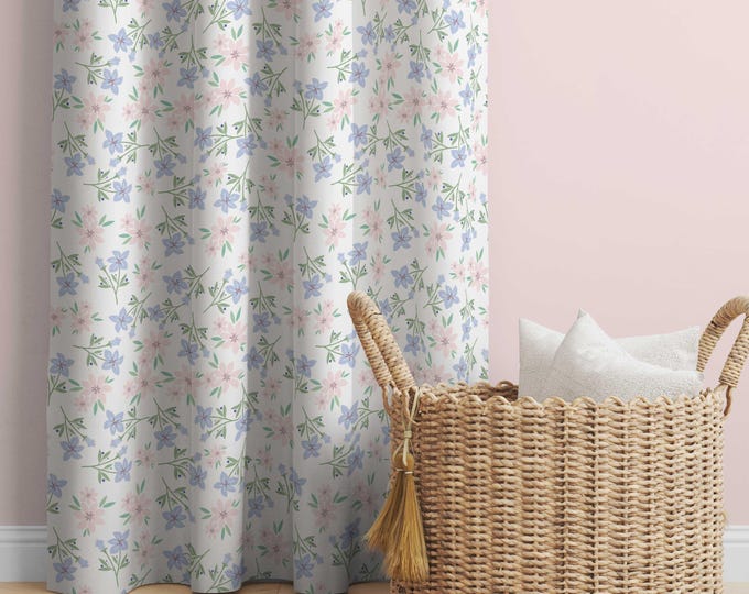 Pink Floral Nursery Curtains, Floral Nursery Decor, Girl Bedroom Curtains, Pink Floral Nursery Window Curtains, Baby Girl Nursery Decor