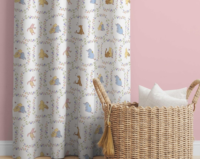 Winnie the Pooh Nursery Curtains: Floral Baby Girl Bedroom