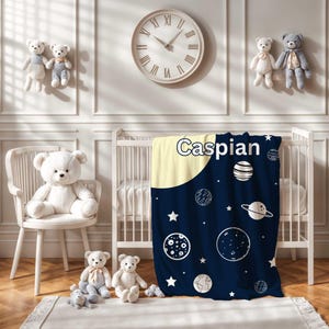 Personalized Space Baby Blanket: Planet Galaxy Nursery Theme