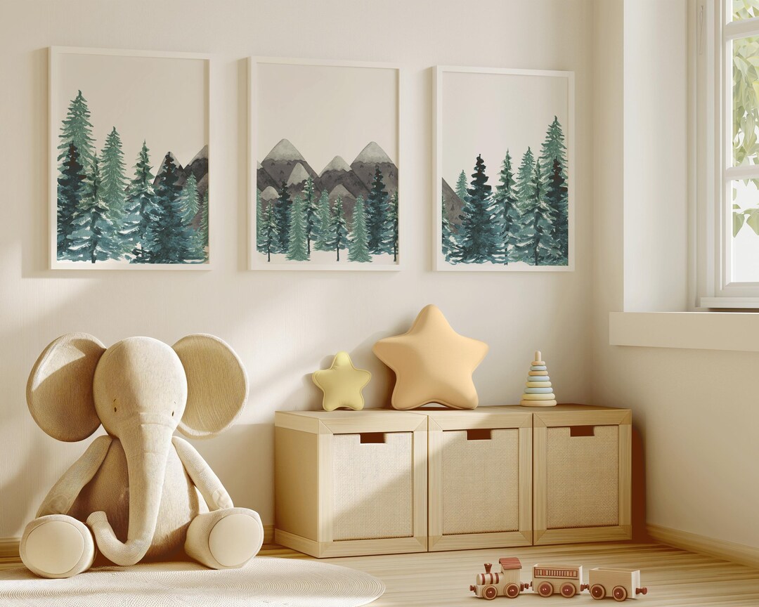 Mountain Nursery Wall Decor, Mountain Nursery Wall Art Prints, Set of 3 ...