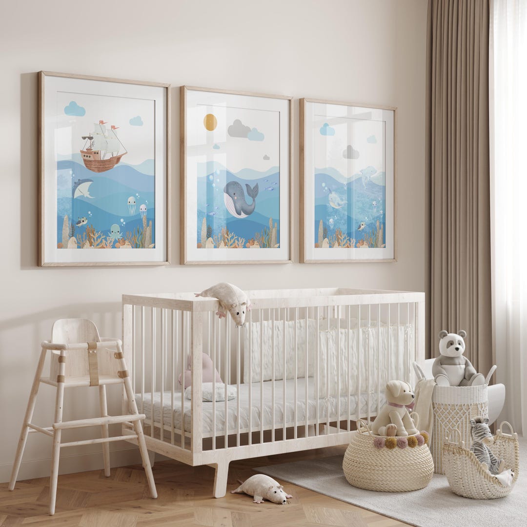 Whale Nursery Wall Art - Framed Ocean Animal Canvas Print For Baby Room Decor, 24x36 Inches - View #12